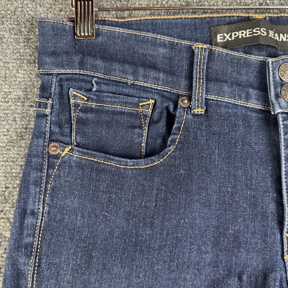 Express Jeans Womens 8 Cropped Legging Mia Mid Rise Dark Wash Cotton Stretch - Picture 3 of 8